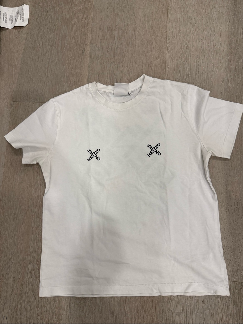 Kenzo White Short-Sleeve Tee with Twin Chest Logos